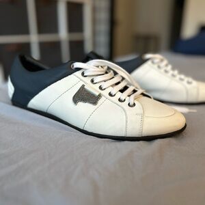 LIKE NEW Versace Signature Leather Sneaker Leather Lined Rubber Sole EU 44 US 11